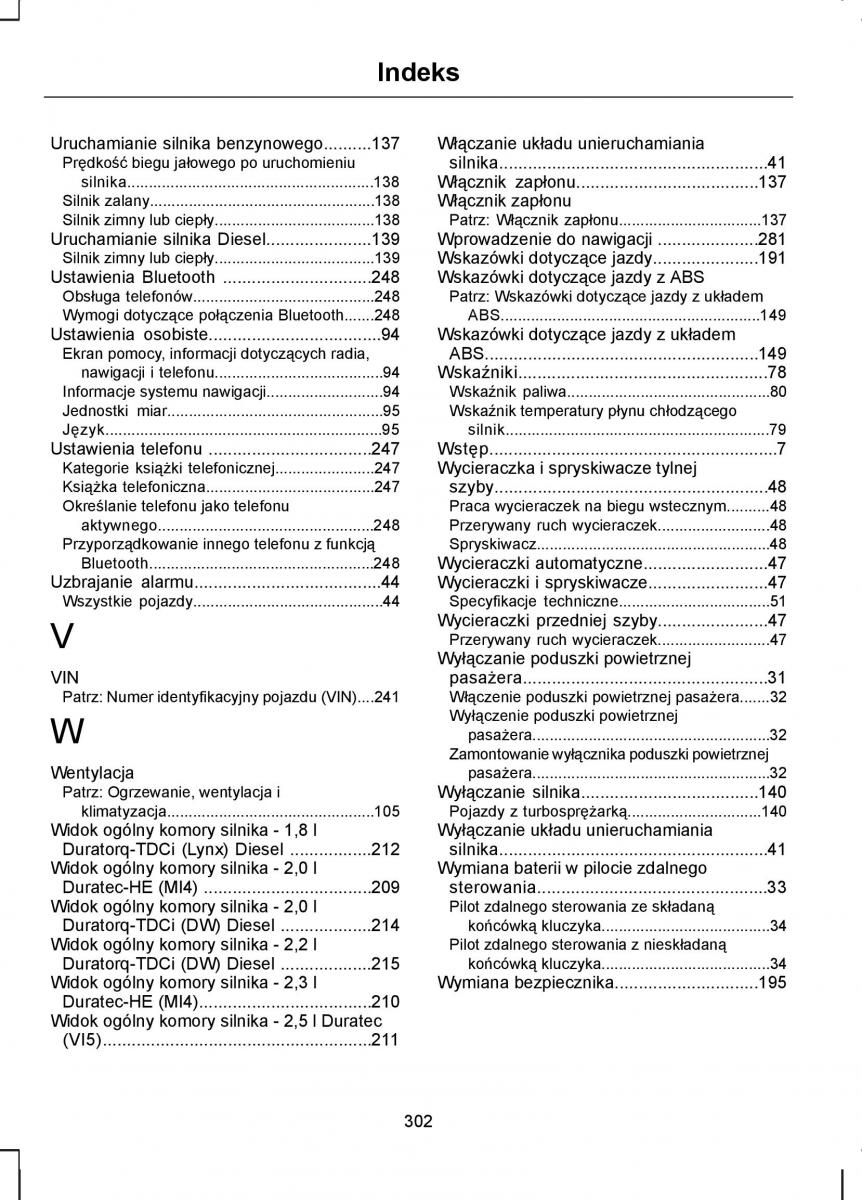 Ford S Max I 1 instrukcja obslugi / page 304