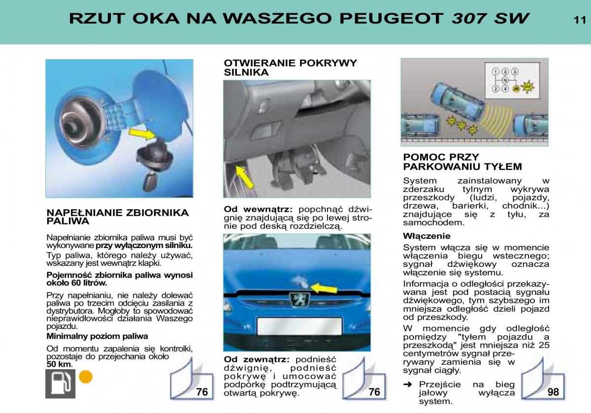 manual  Peugeot 307 SW instrukcja / page 12
