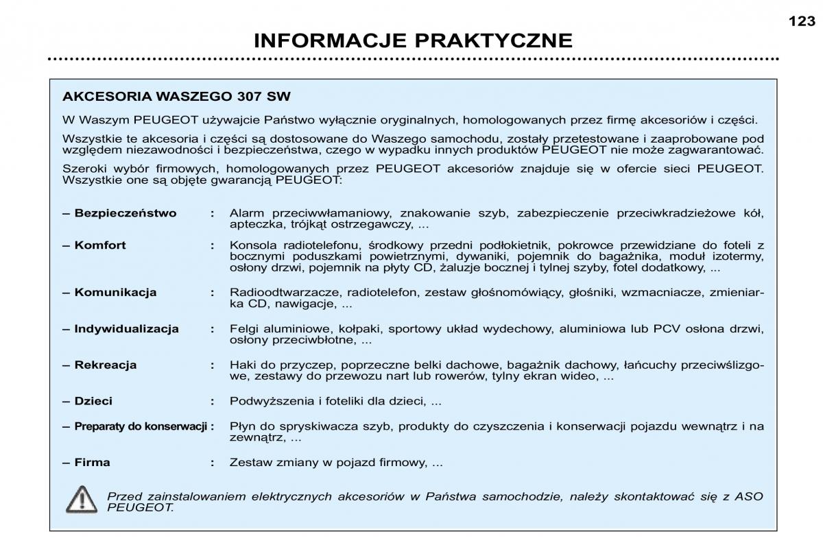 Peugeot 307 SW instrukcja obslugi / page 136