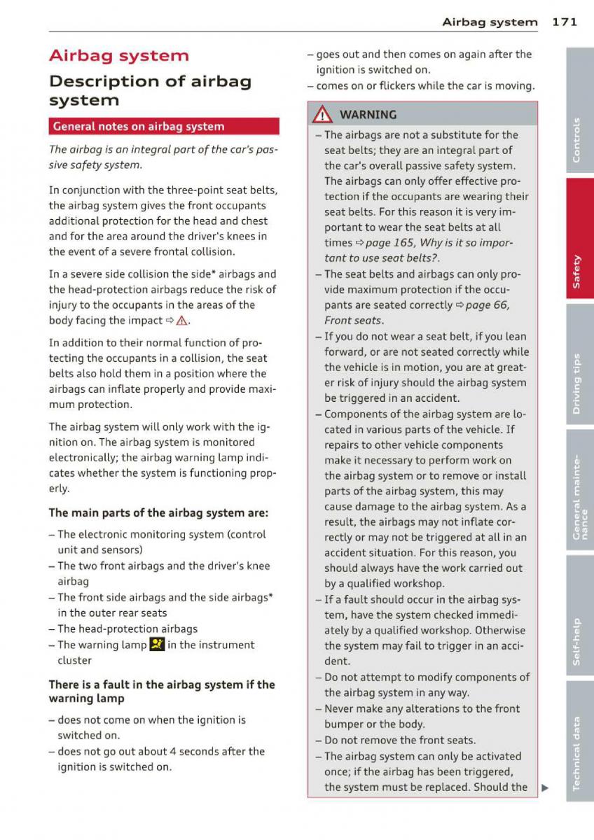 Audi A3 S3 III owners manual / page 173