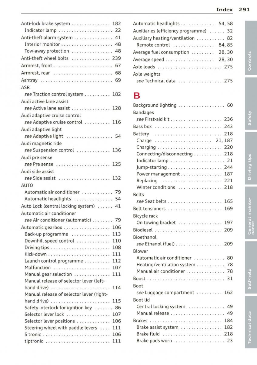 manual  Audi A3 S3 III owners manual / page 293