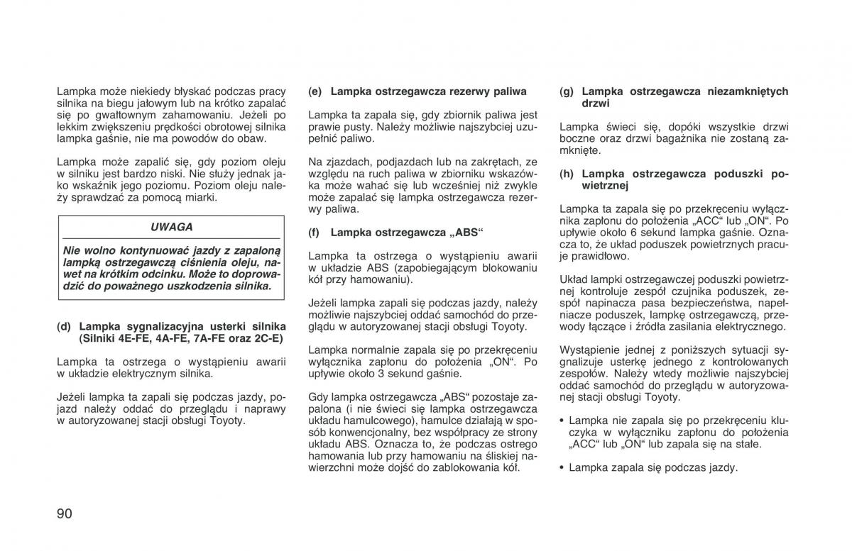 Toyota Corolla VIII 8 E110 instrukcja obslugi / page 97