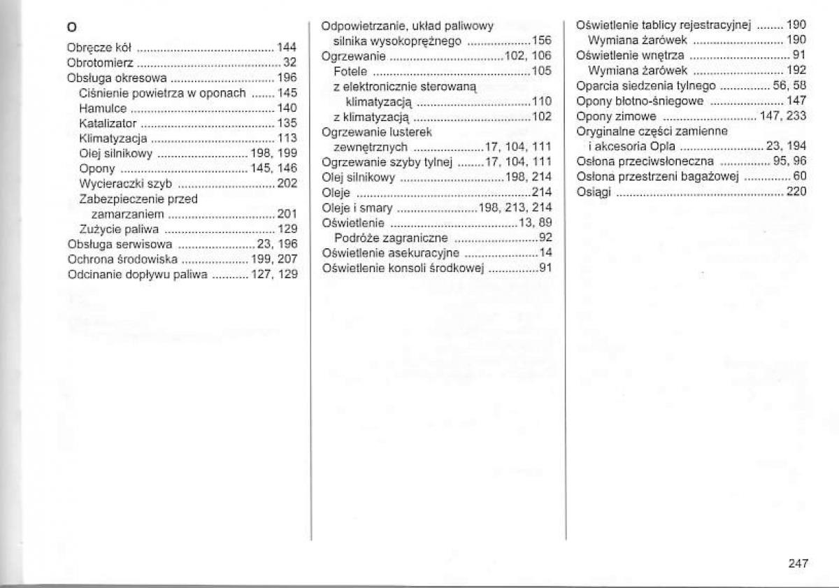 manual  Opel Corsa C instrukcja / page 251