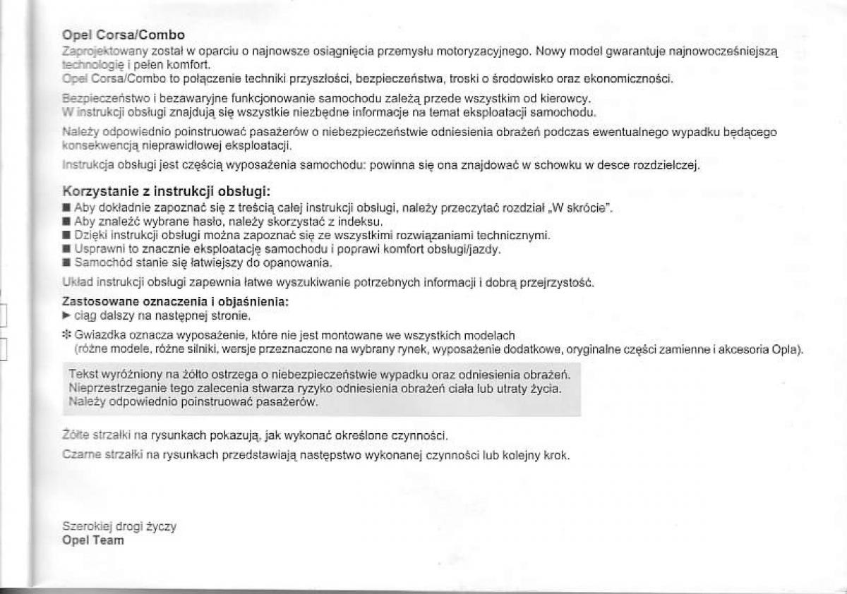 Opel Corsa C instrukcja obslugi / page 4