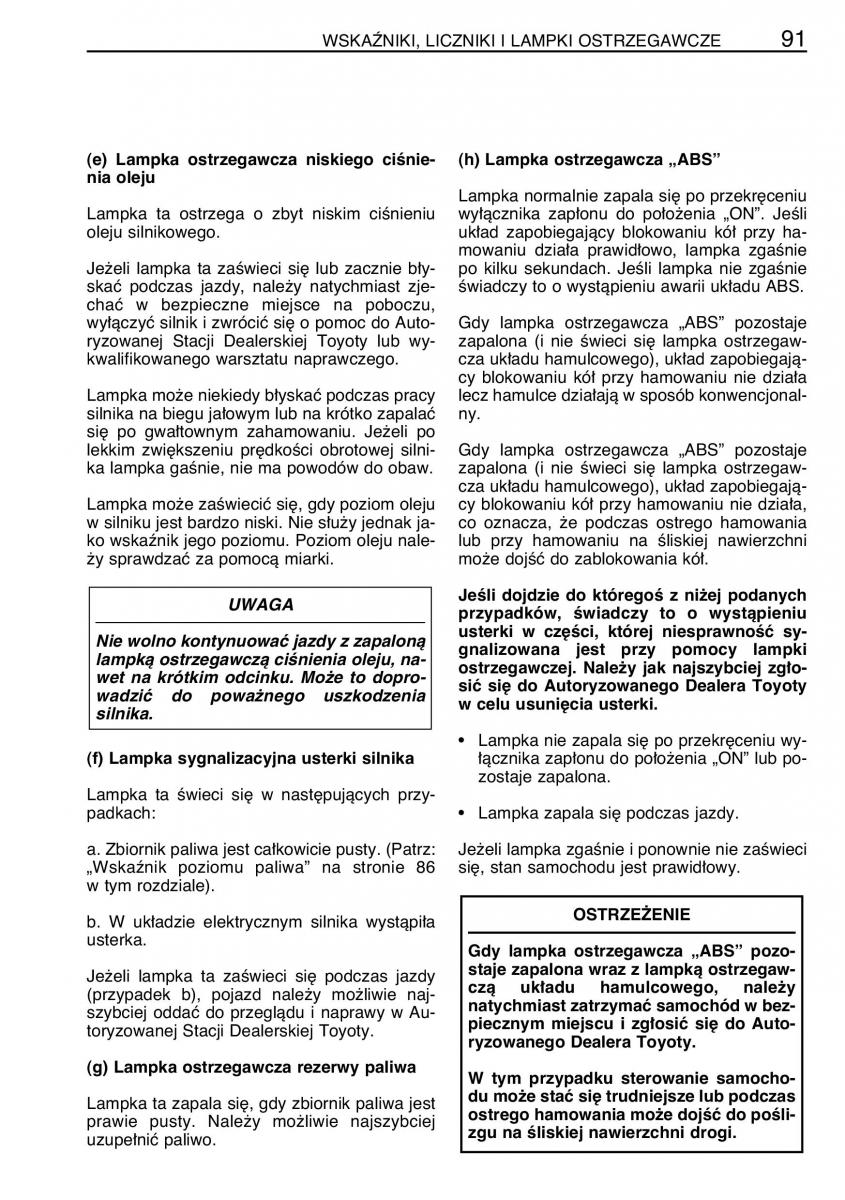 Toyota Celica VII 7 instrukcja obslugi / page 98