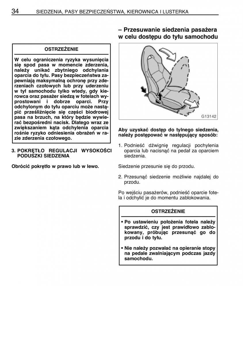 Toyota Celica VII 7 instrukcja obslugi / page 41