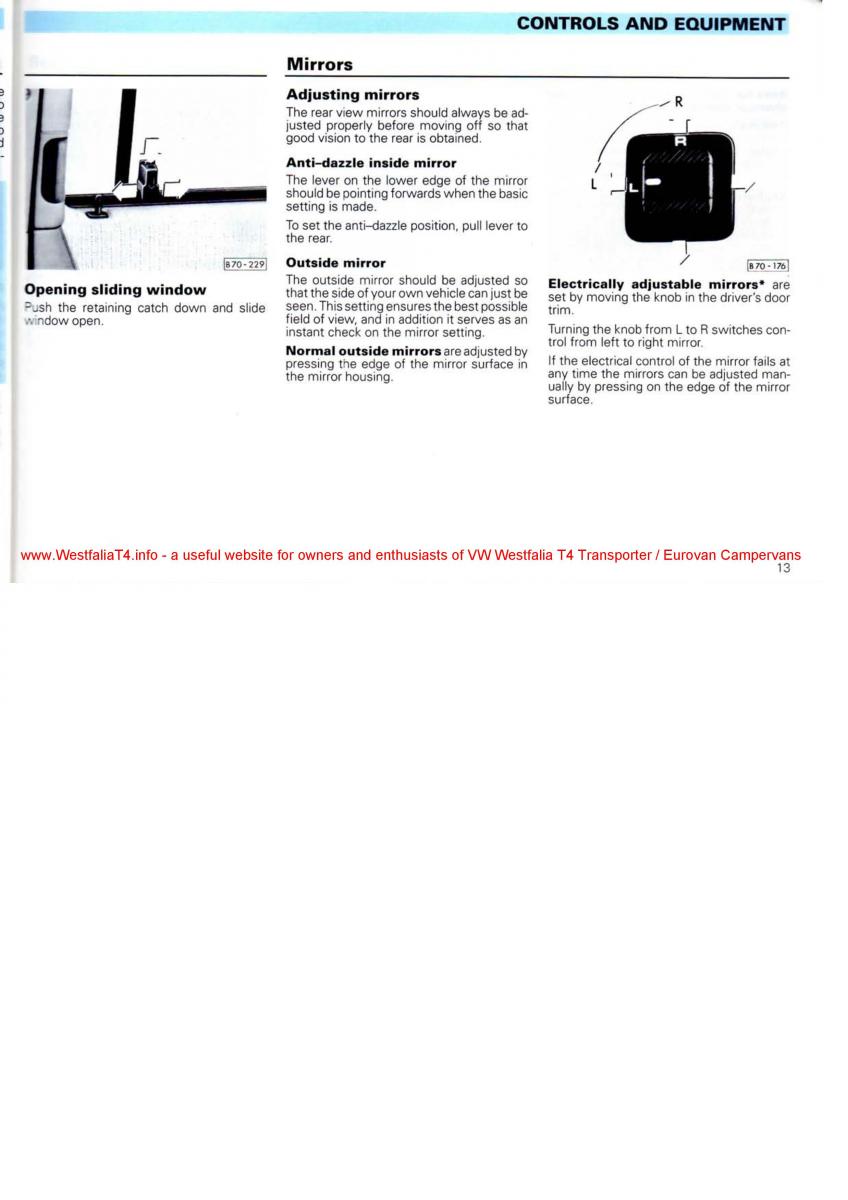VW Transporter T4 Westfalia oweners manual / page 15