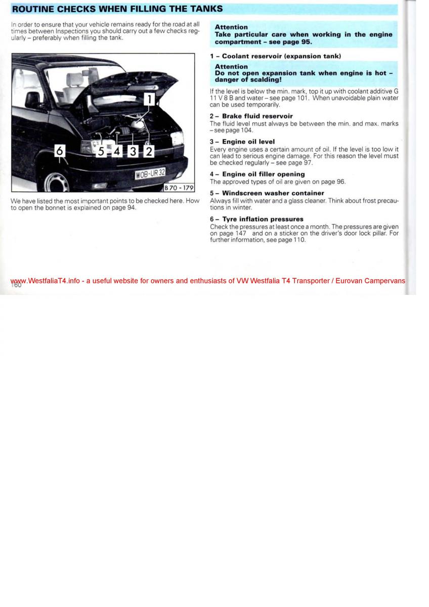 manual  VW Transporter T4 Westfalia oweners manual / page 162
