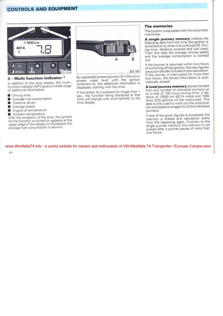 VW Transporter T4 Westfalia oweners manual / page 44