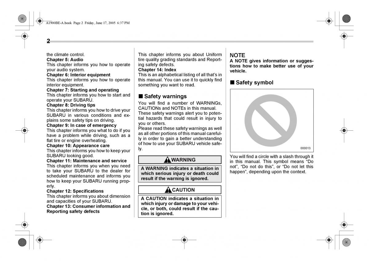 manual  Subaru Impreza II 2 GD owners manual / page 5