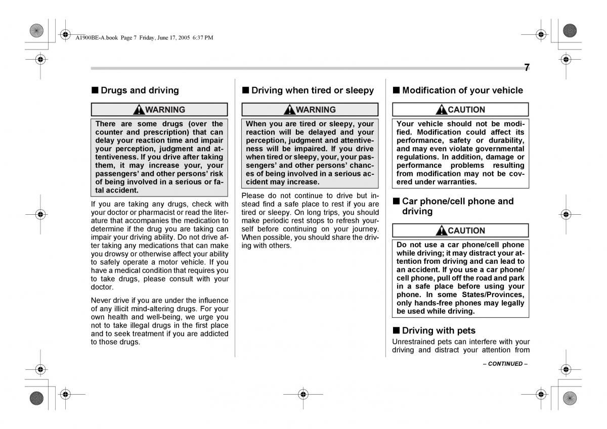 Subaru Impreza II 2 GD owners manual / page 10