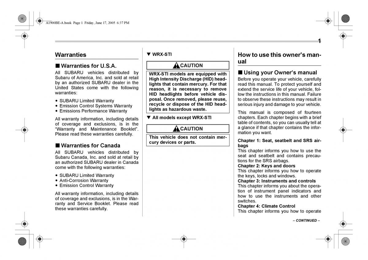 Subaru Impreza II 2 GD owners manual / page 4
