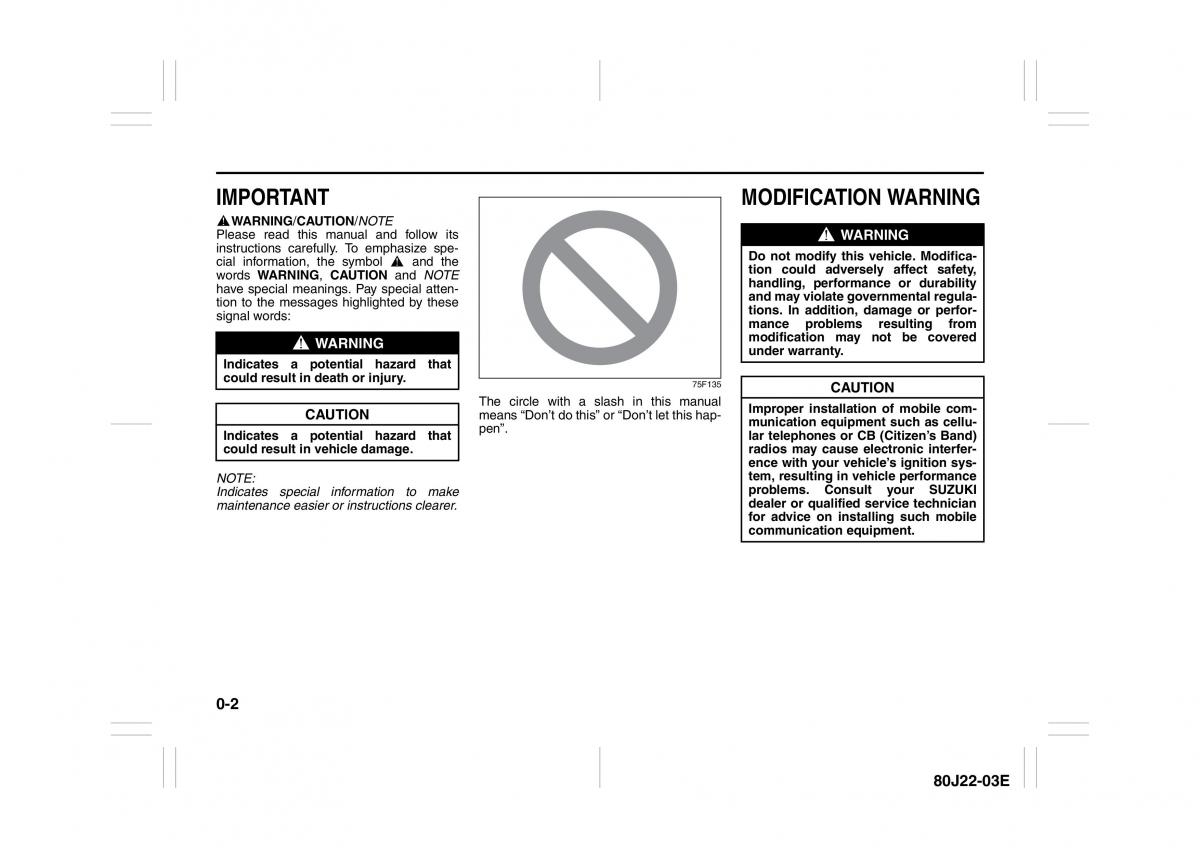 Suzuki SX4 owners manual / page 8