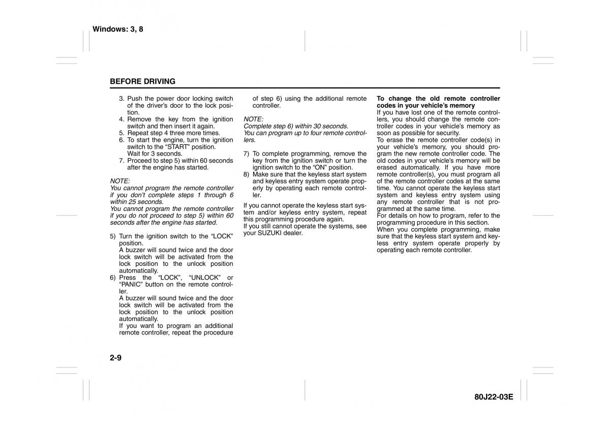 Suzuki SX4 owners manual / page 22