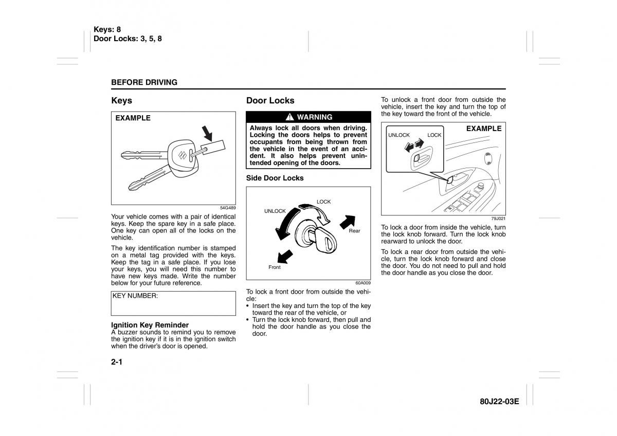 Suzuki SX4 owners manual / page 14