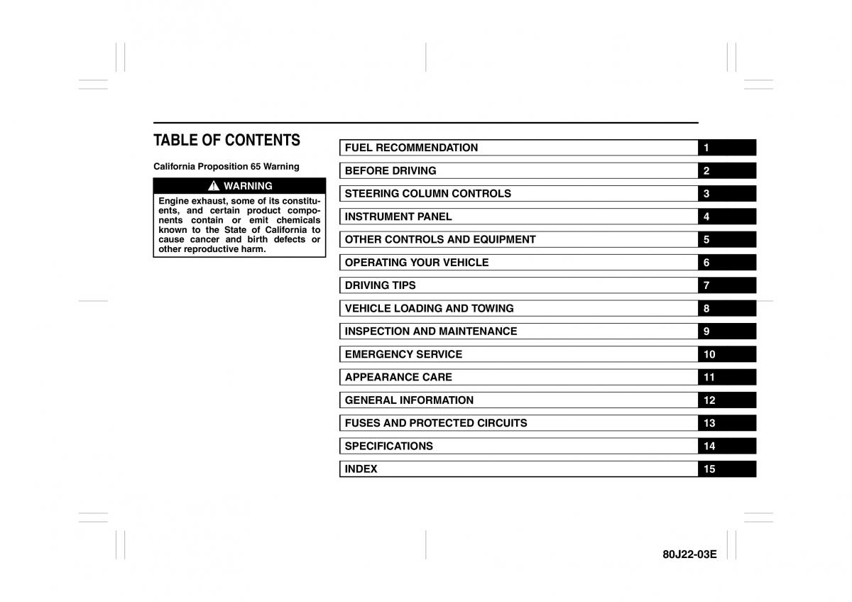 Suzuki SX4 owners manual / page 5