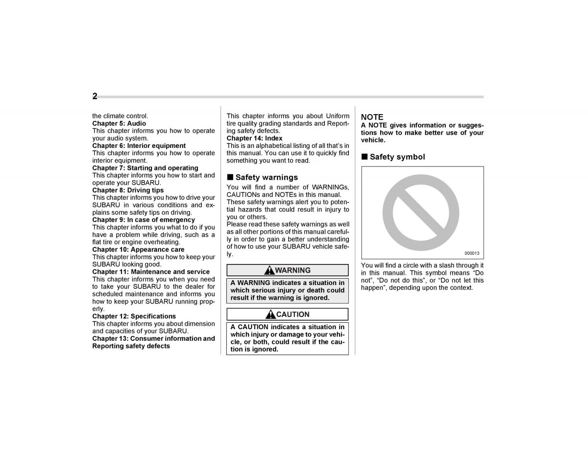 manual  Subaru Forester I 1 owners manual / page 5