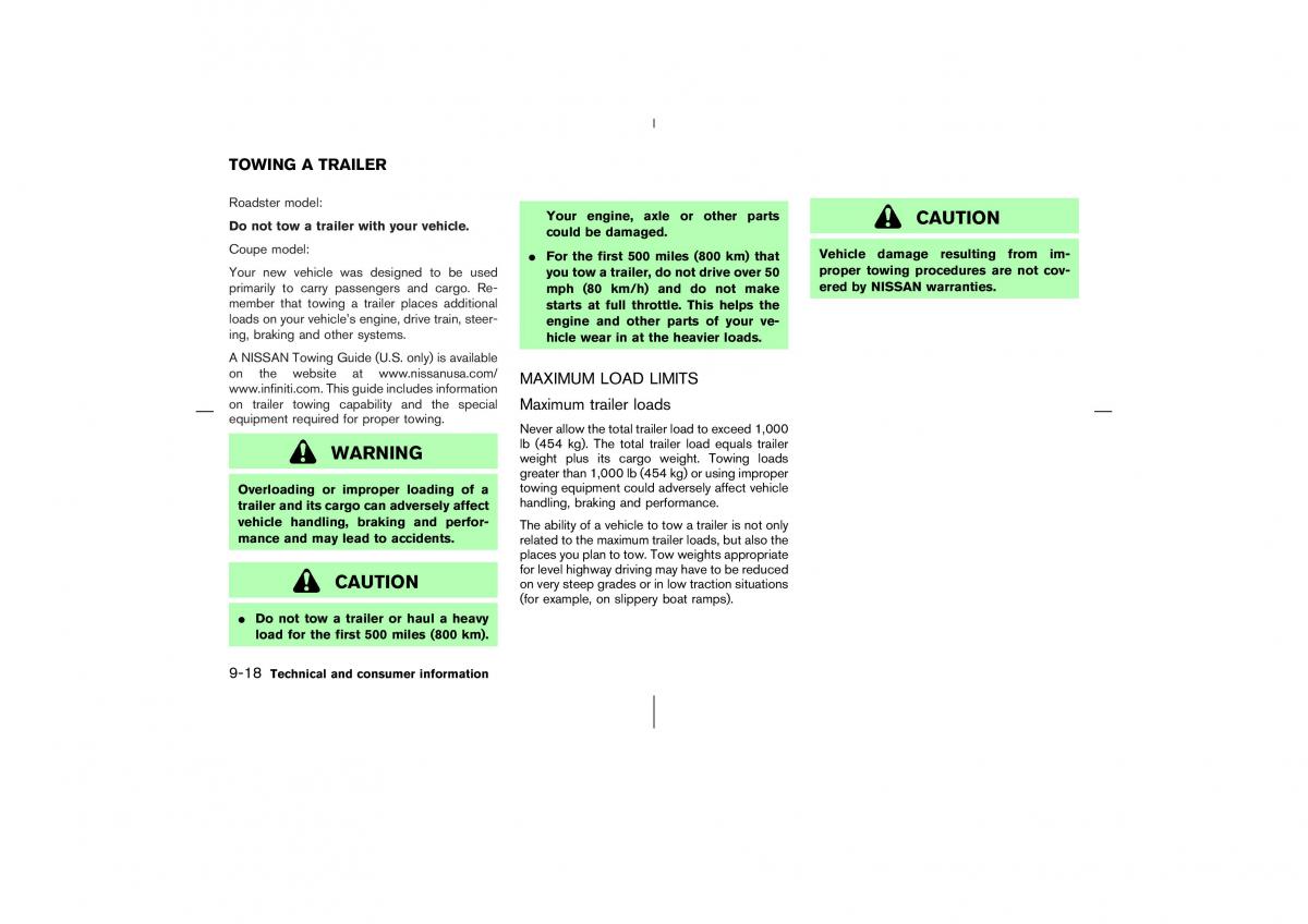 Nissan 350Z Fairlady Z owners manual / page 277