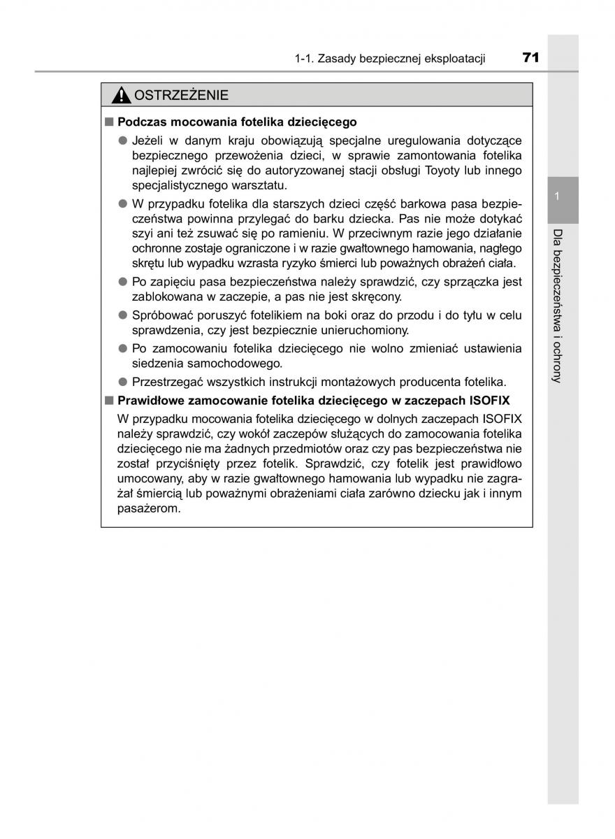 Toyota Corolla XI 11 E160 instrukcja obslugi / page 71