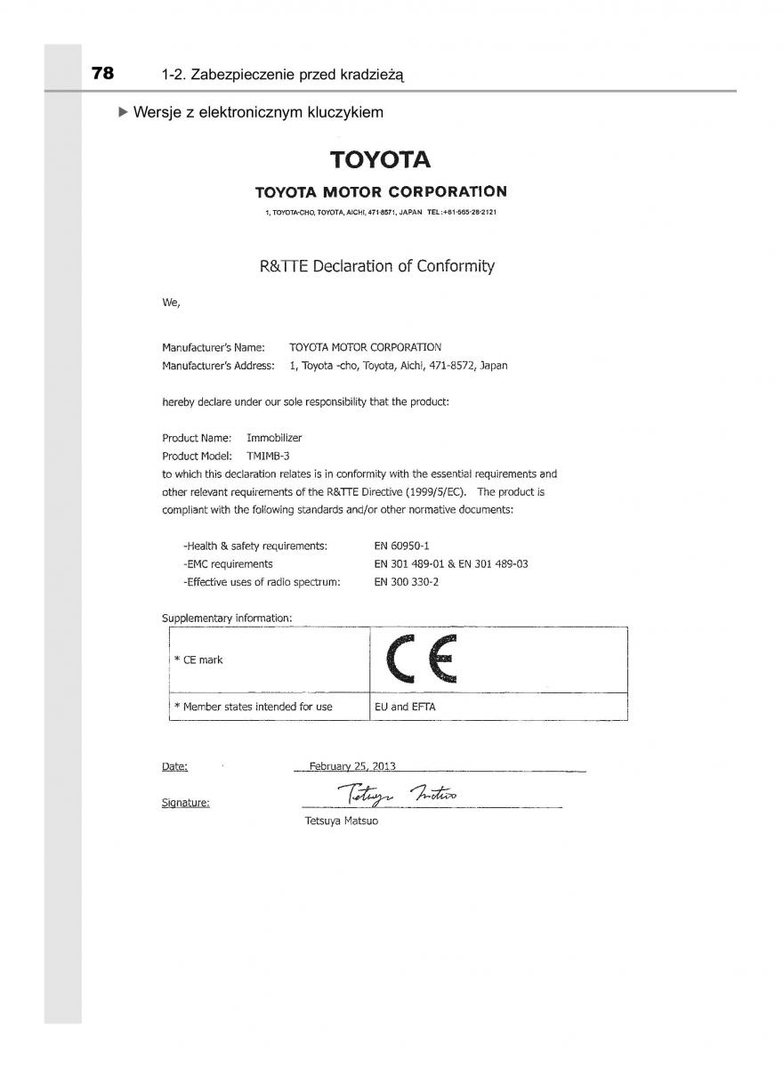Toyota Corolla XI 11 E160 instrukcja obslugi / page 78