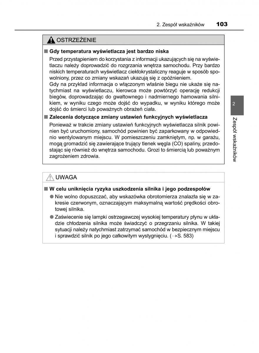 Toyota Corolla XI 11 E160 instrukcja obslugi / page 103