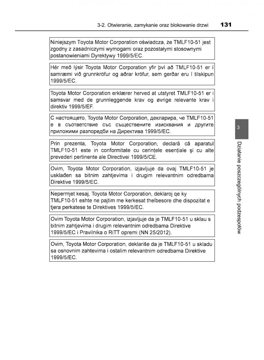 Toyota Corolla XI 11 E160 instrukcja obslugi / page 131