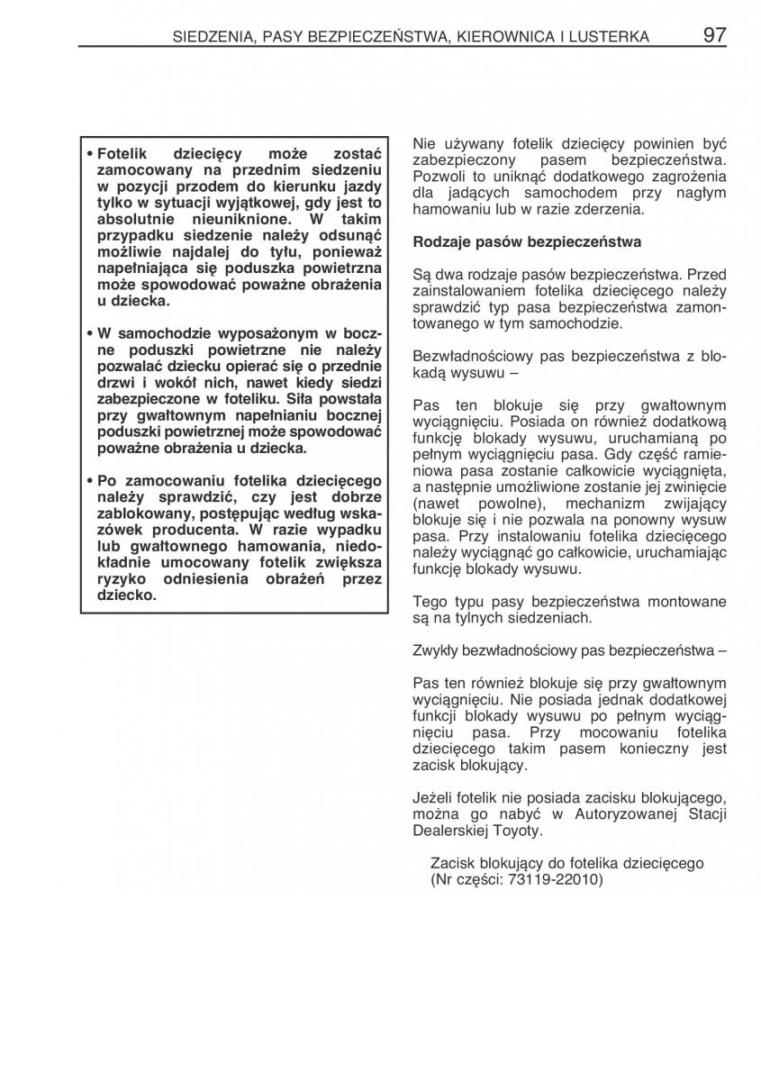Toyota Corolla Verso I 1 instrukcja obslugi / page 104