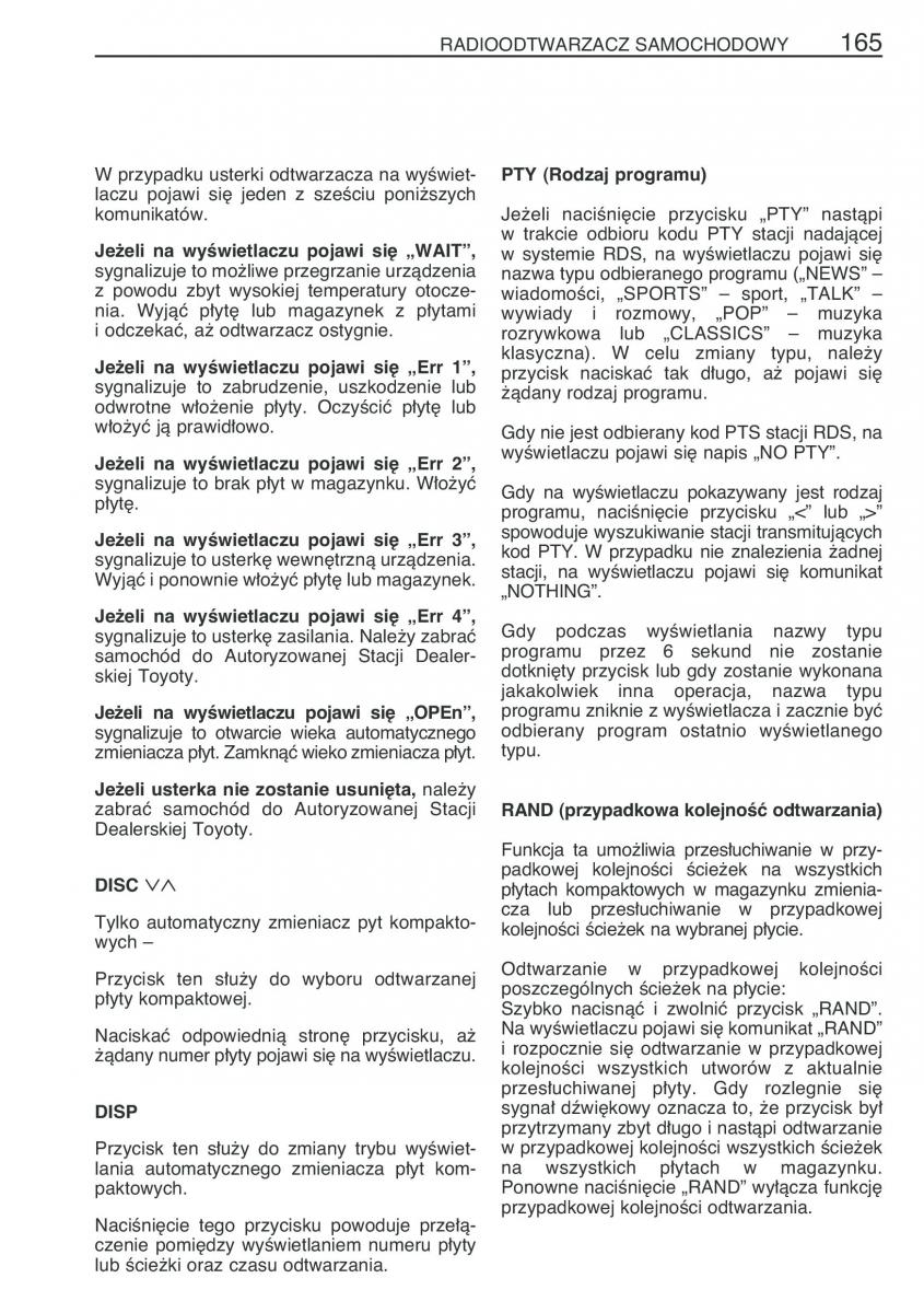 Toyota Corolla Verso I 1 instrukcja obslugi / page 172