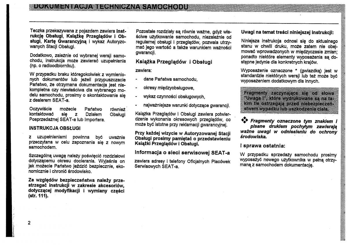 manual  Seat Toledo I 1 instrukcja / page 5