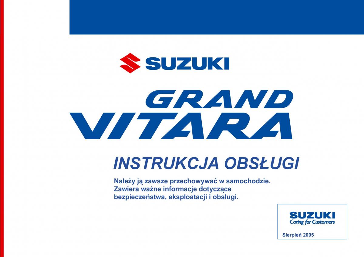 Suzuki Grand Vitara II 2 instrukcja obslugi page 1 pdf