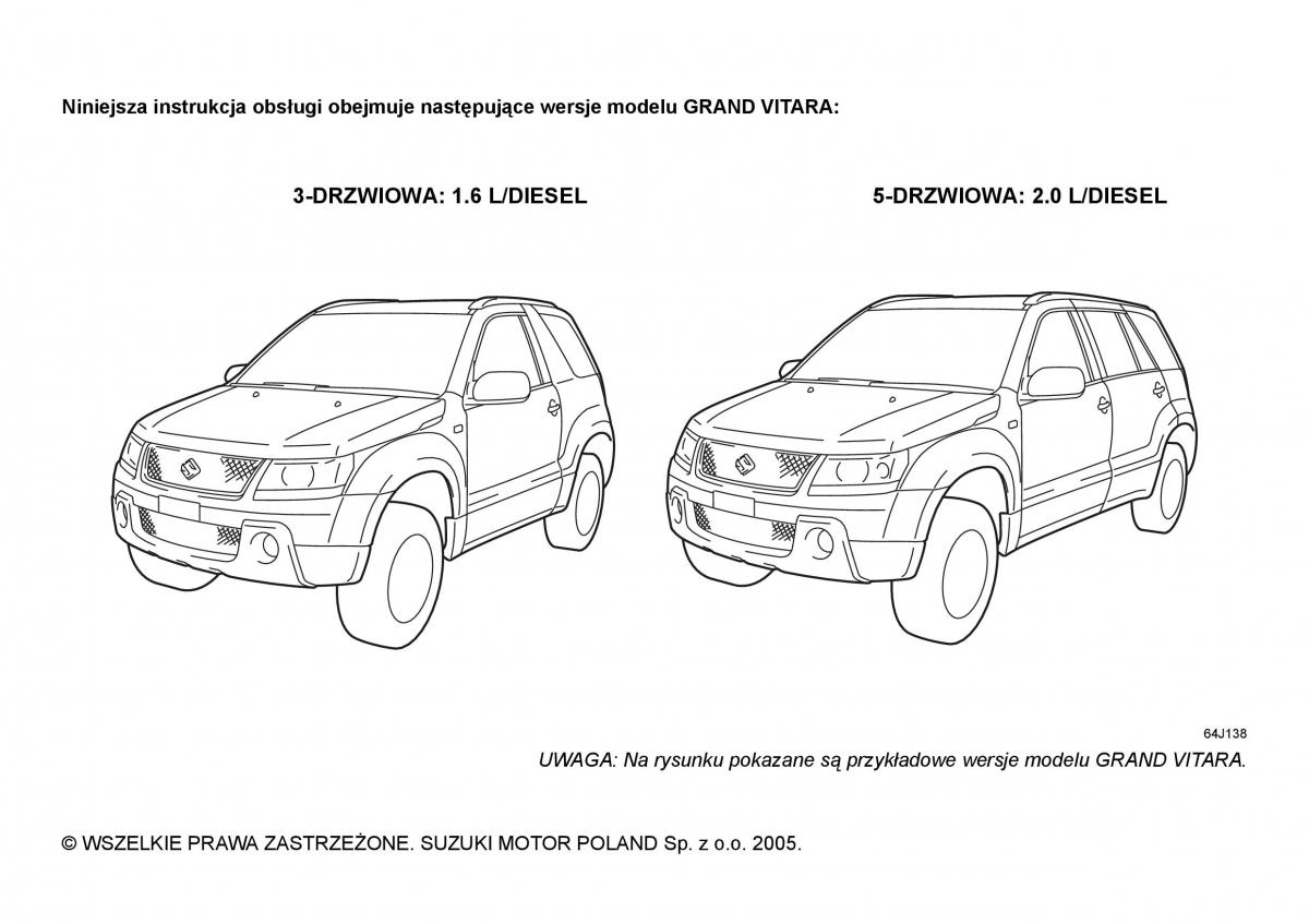 Suzuki Grand Vitara II 2 instrukcja obslugi page 2 pdf