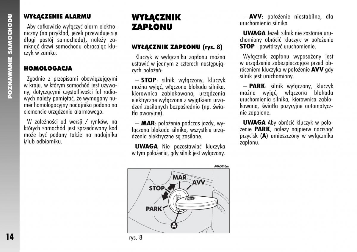 Alfa Romeo 147 instrukcja obslugi / page 16