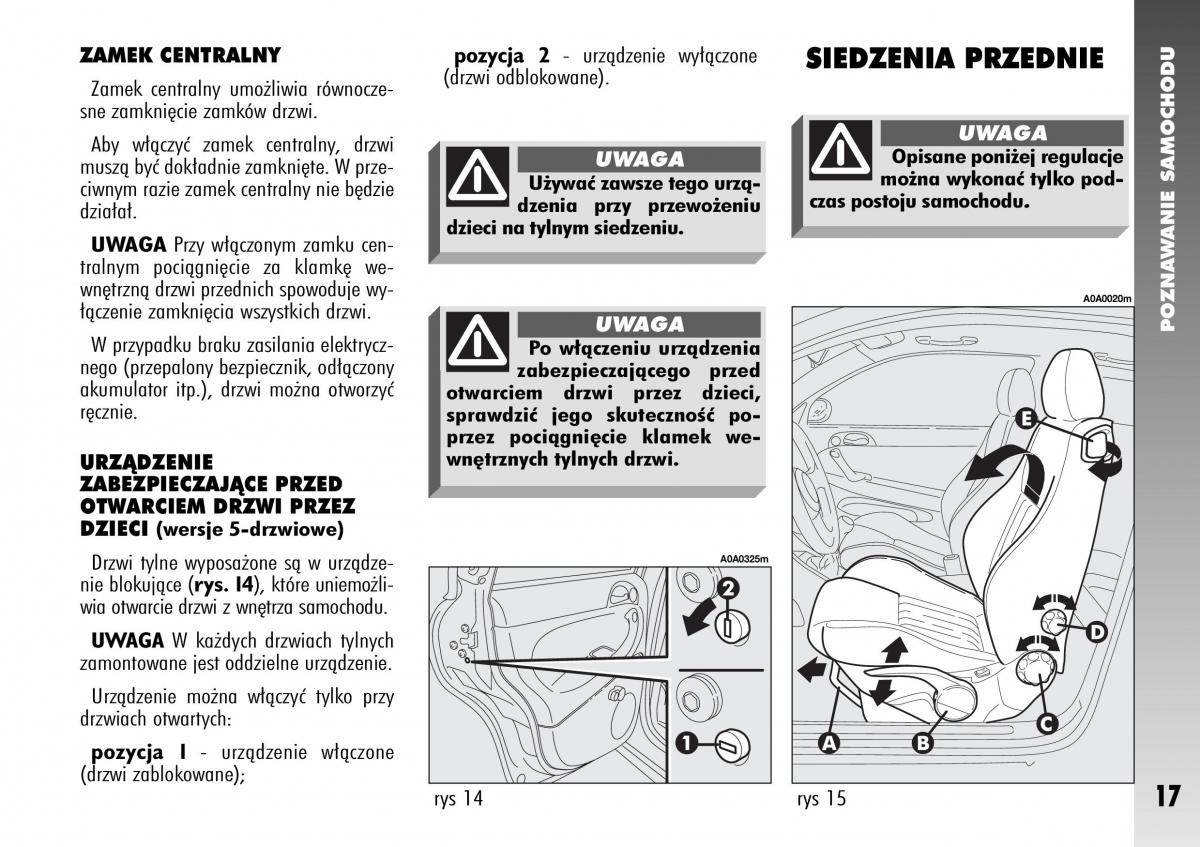 Alfa Romeo 147 instrukcja obslugi / page 19