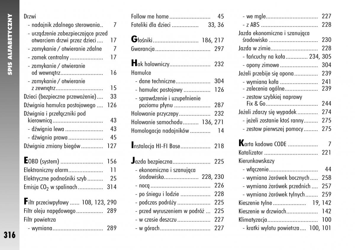 Alfa Romeo 147 instrukcja obslugi / page 318