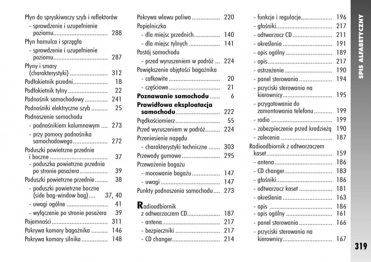 manual  Alfa Romeo 147 instrukcja / page 321