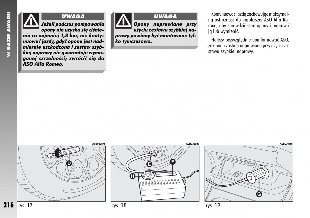 Alfa Romeo 156 instrukcja obslugi / page 218
