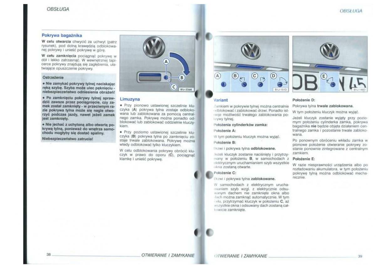 manual  VW Golf IV 4 instrukcja / page 21