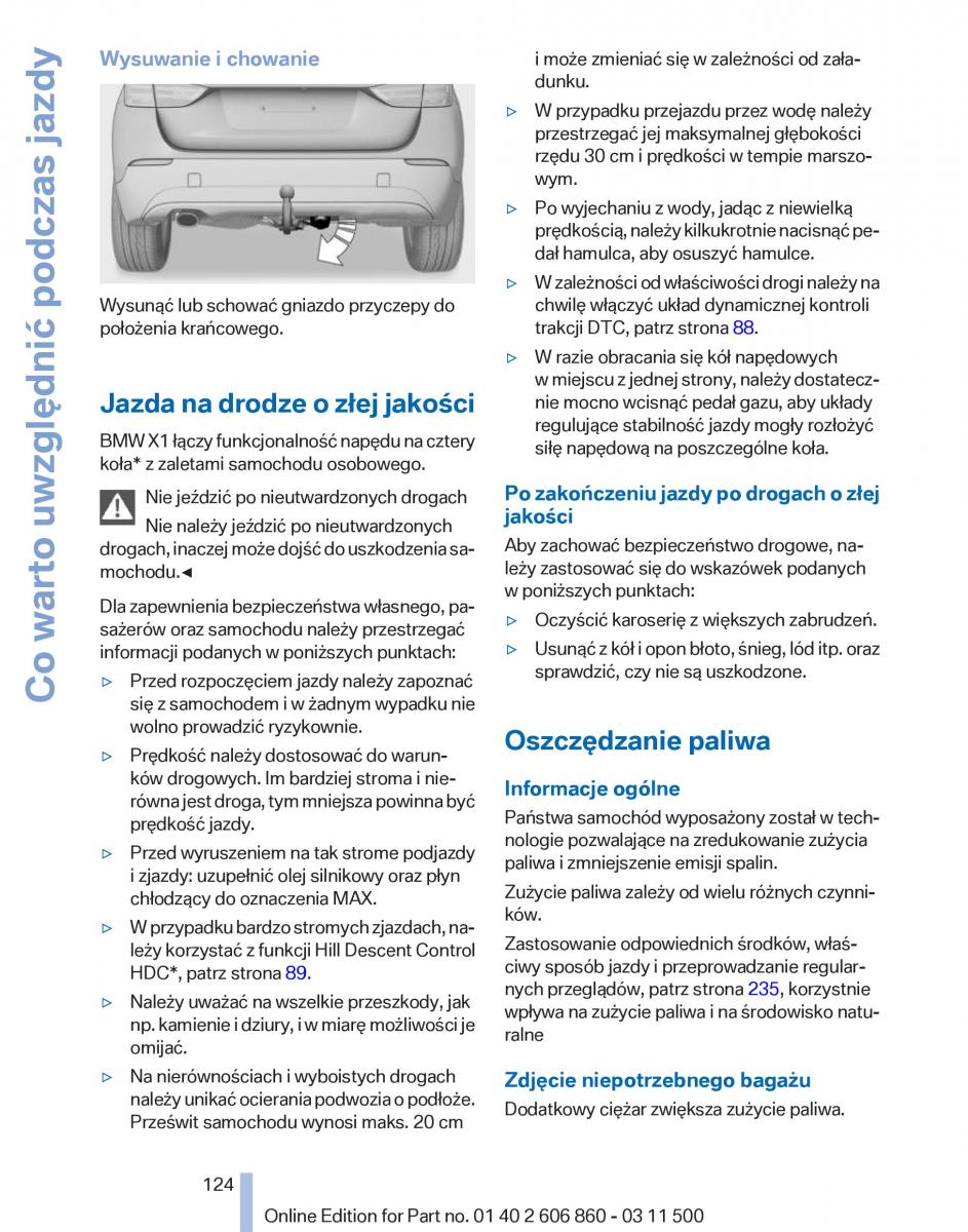 BMW X1 E84 instrukcja obslugi / page 124