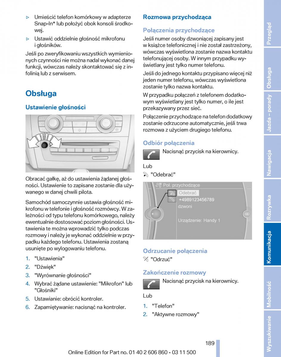 BMW X1 E84 instrukcja obslugi / page 189