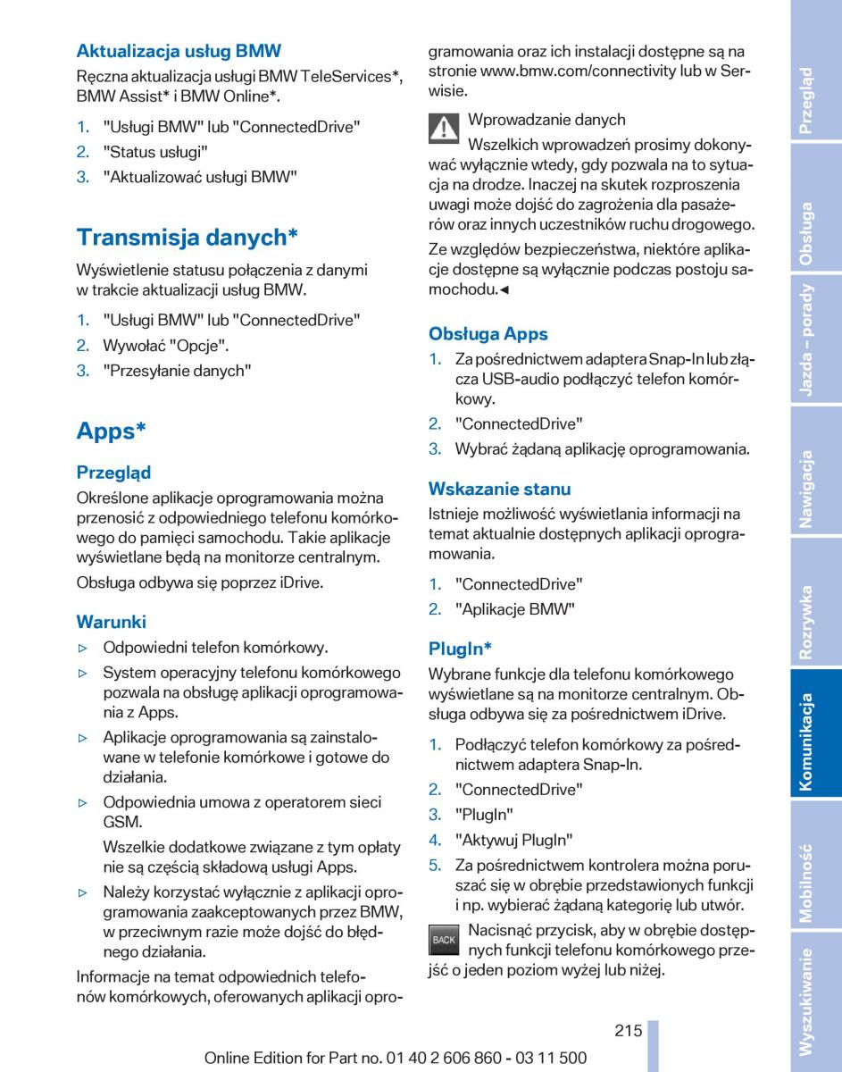 BMW X1 E84 instrukcja obslugi / page 215