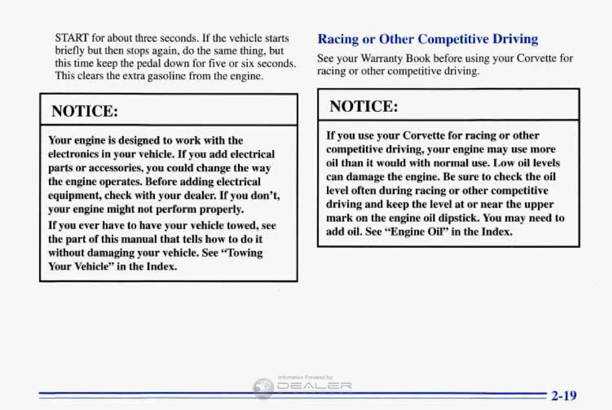 Chevrolet Corvette C4 owners manual / page 62