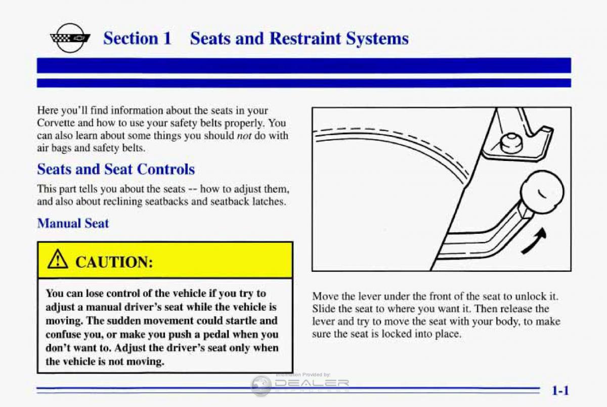 Chevrolet Corvette C4 owners manual / page 12