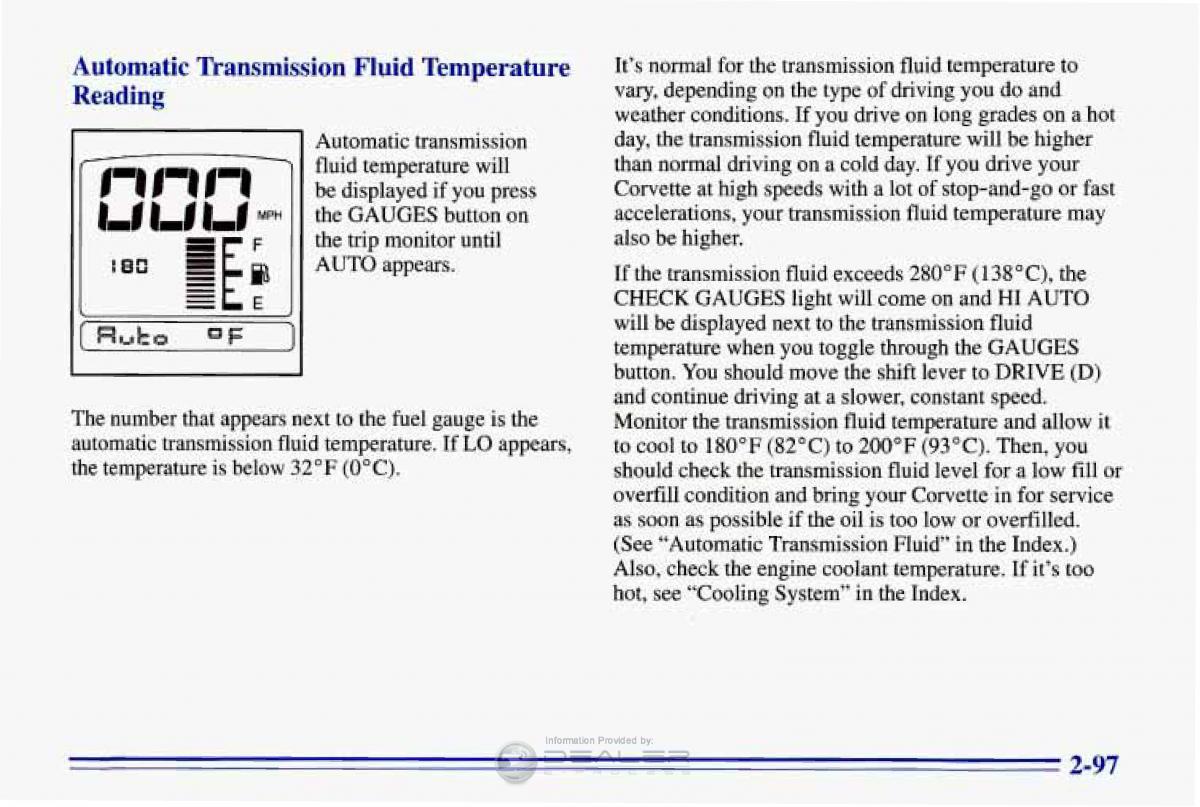 Chevrolet Corvette C4 owners manual / page 140