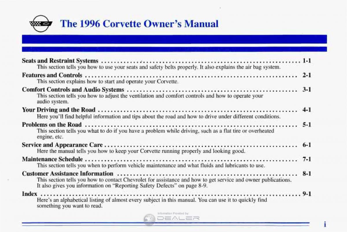 manual  Chevrolet Corvette C4 owners manual / page 2
