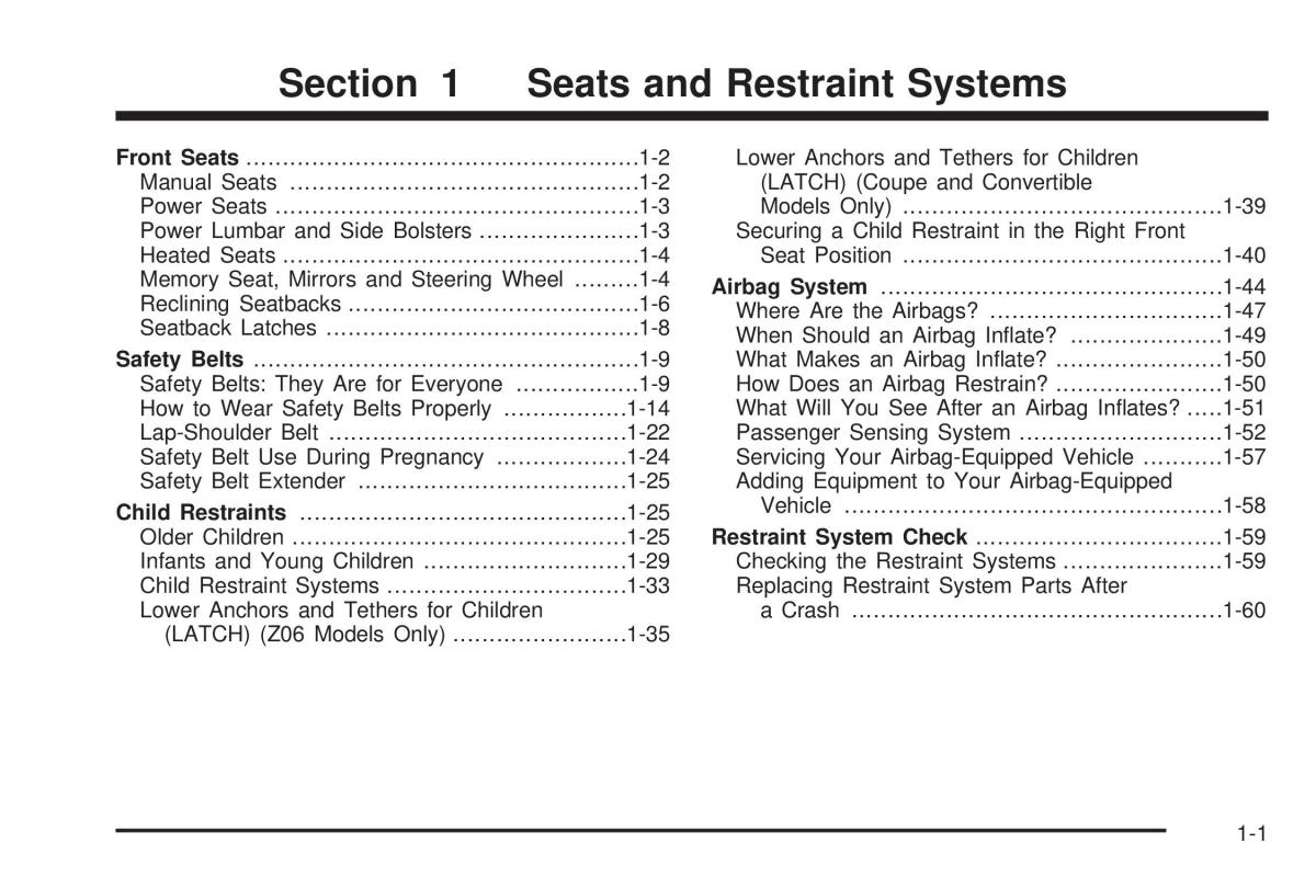 Chevrolet Corvette C5 owners manual / page 5