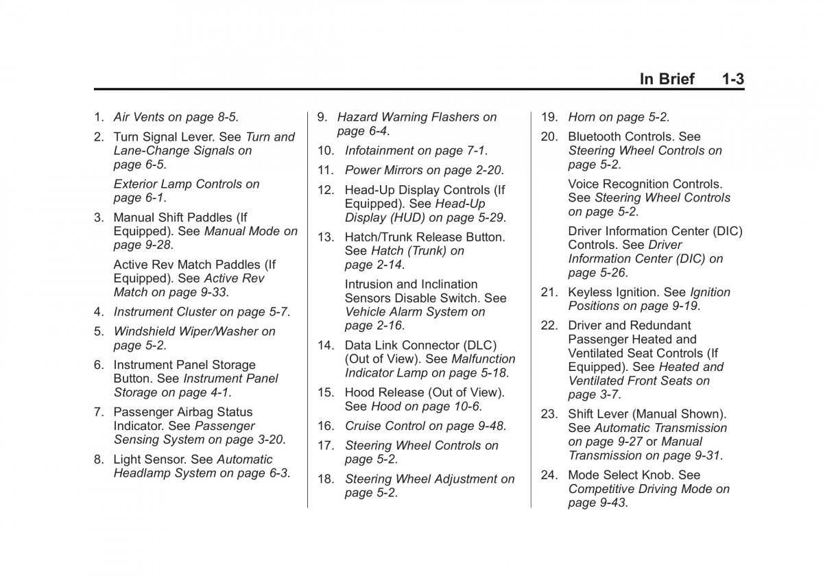 Chevrolet Corvette C7 owners manual / page 10