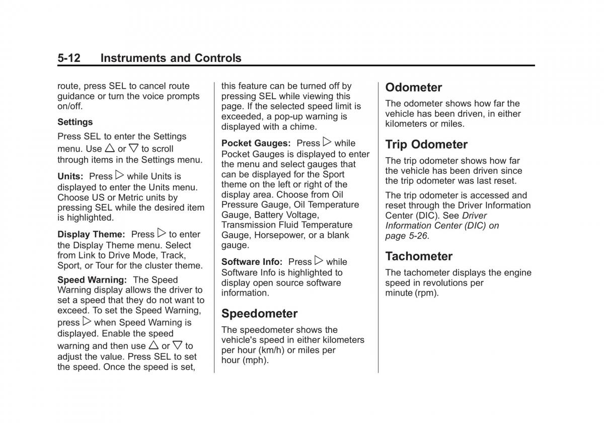 Chevrolet Corvette C7 owners manual / page 117