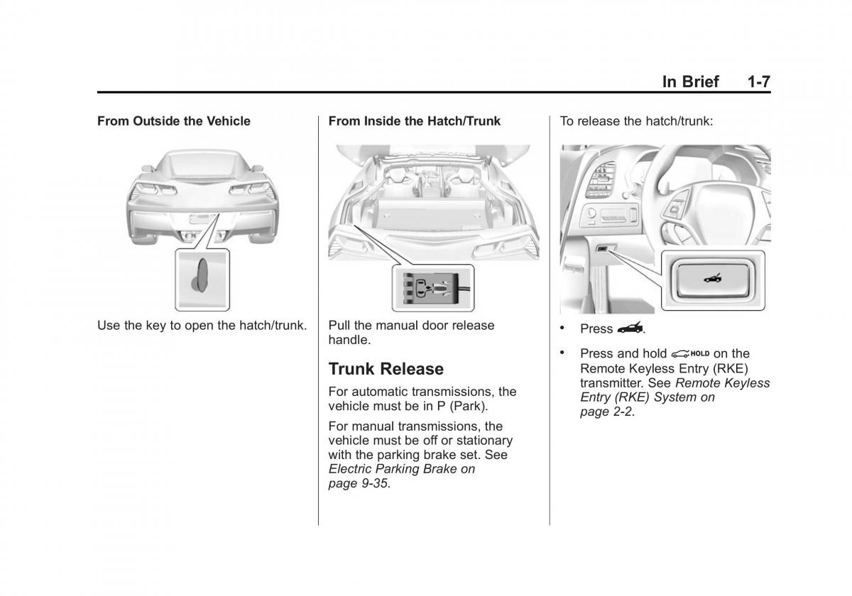 Chevrolet Corvette C7 owners manual / page 14
