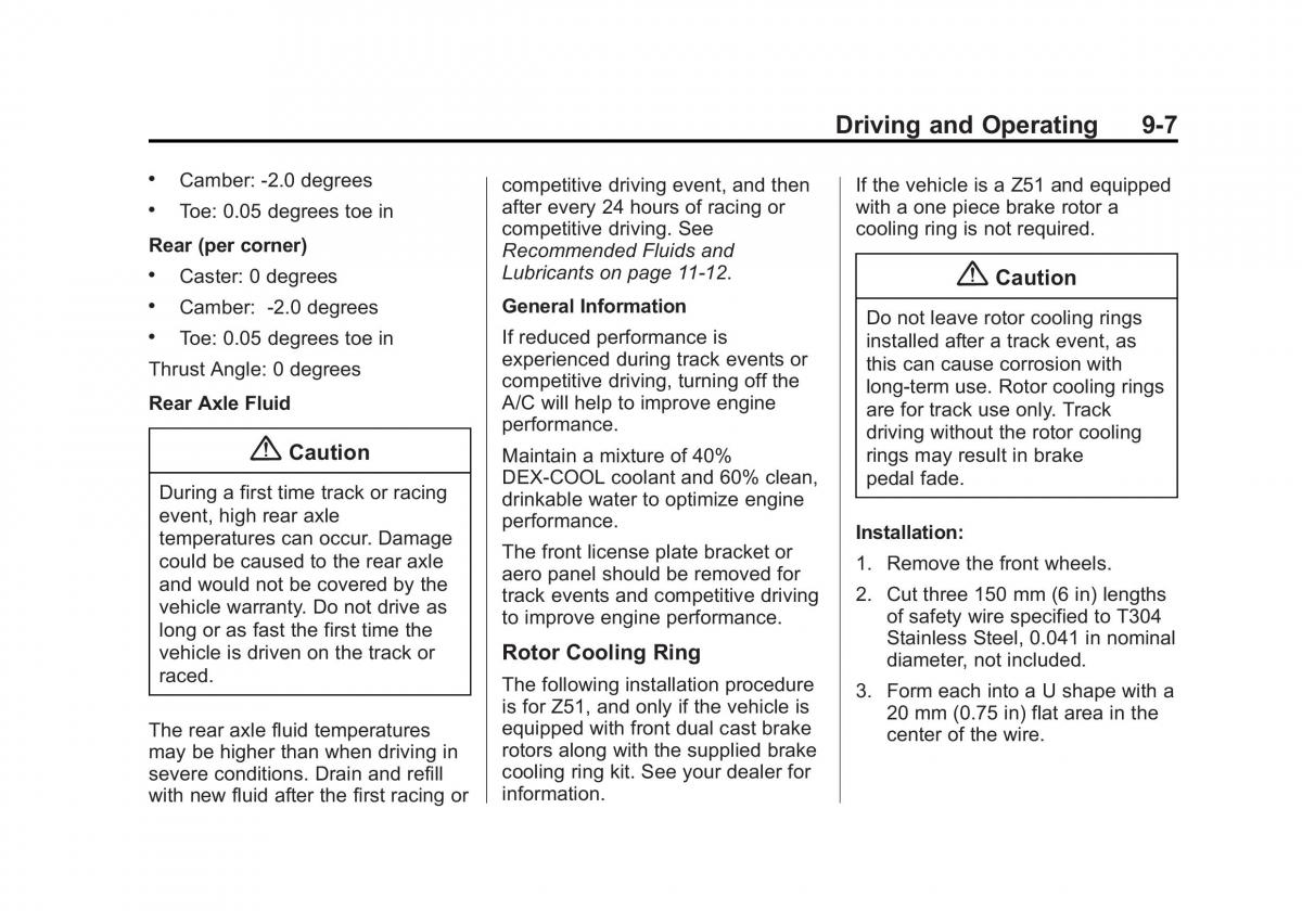 Chevrolet Corvette C7 owners manual / page 188