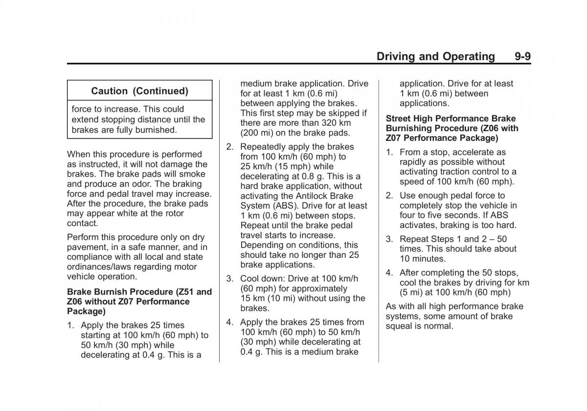 Chevrolet Corvette C7 owners manual / page 190